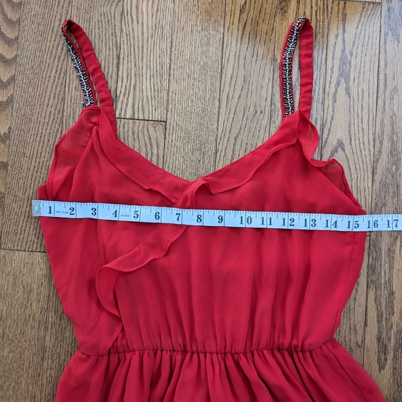 ZARA Trafaluc Red Chiffon Dress with Beaded straps size XS - Picture 6 of 10